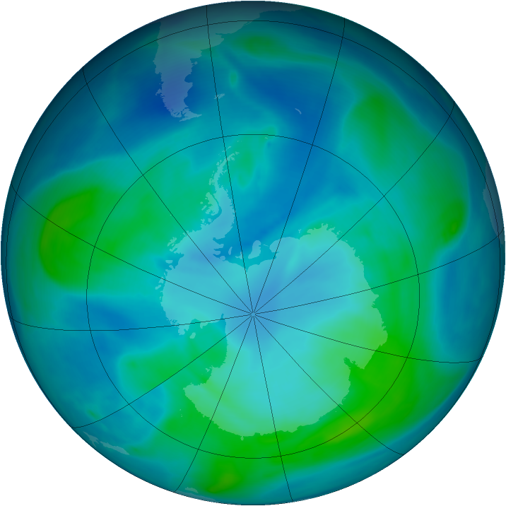 Antarctic ozone map for 12 February 2006